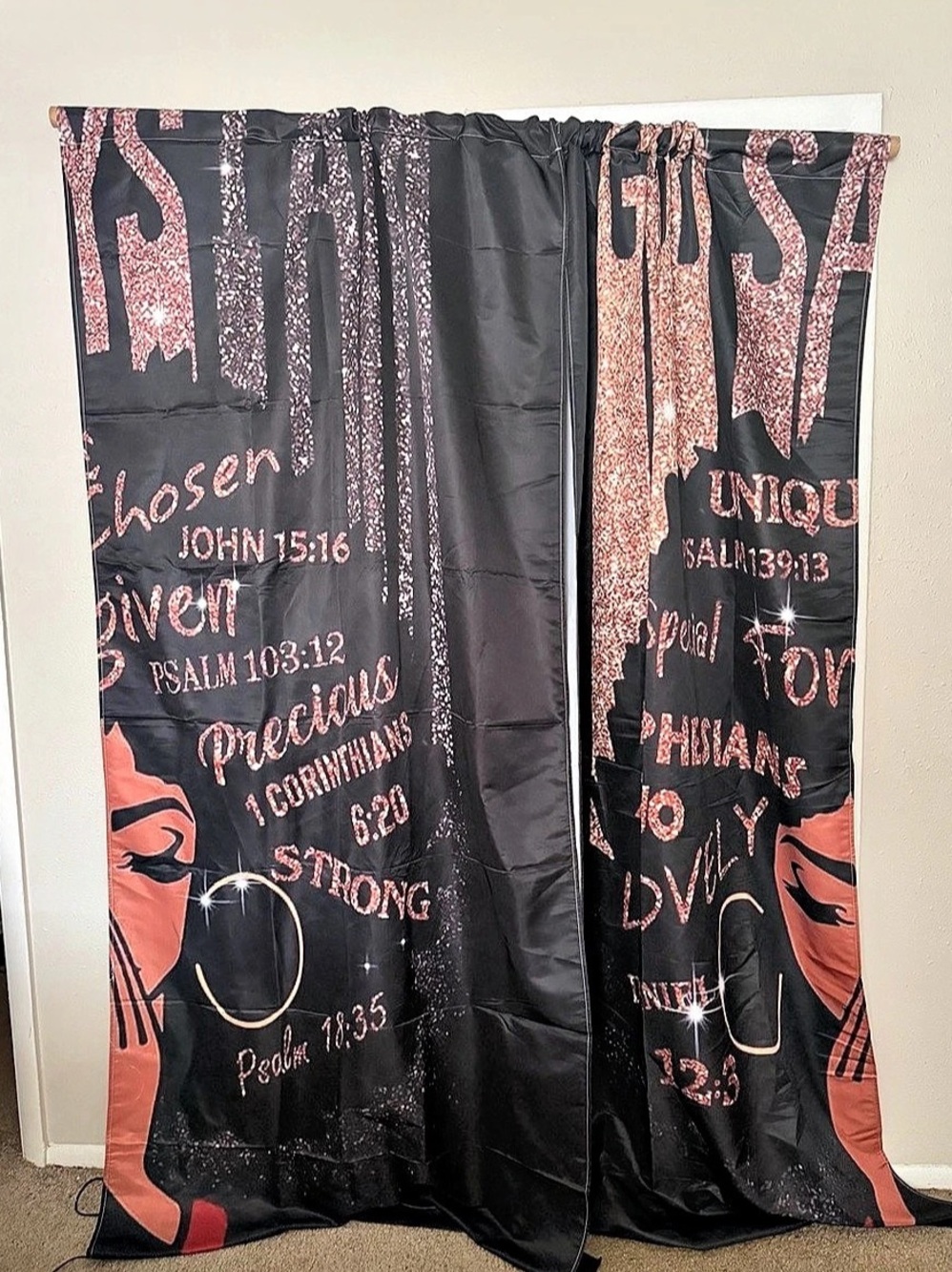 Black & Pink Printed Curtains